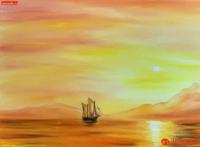 Рисование картины шерстью. Закат на море. Мастер-класс с пошаговыми фото